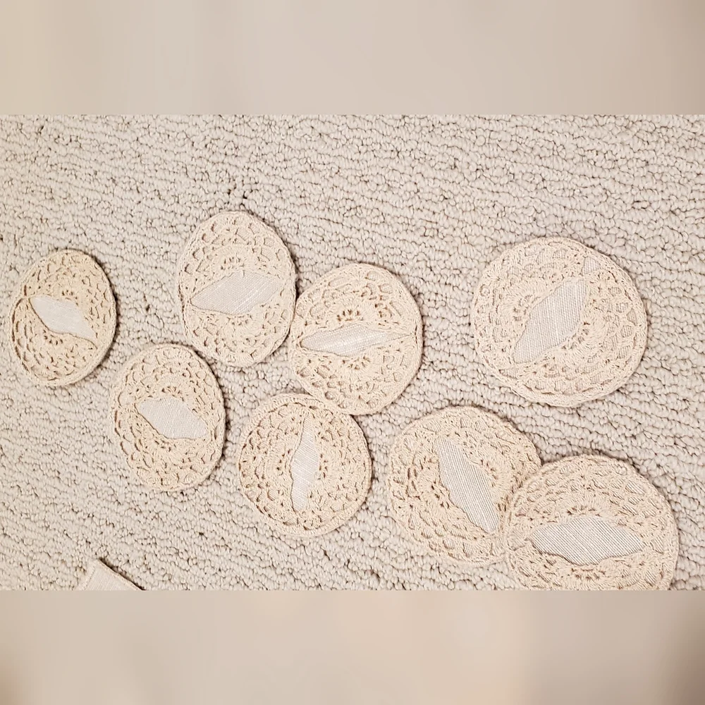 Vtg Irish Linen Crochet Lace Napkin+Doily 16 Pc Set, Tan, Never Used